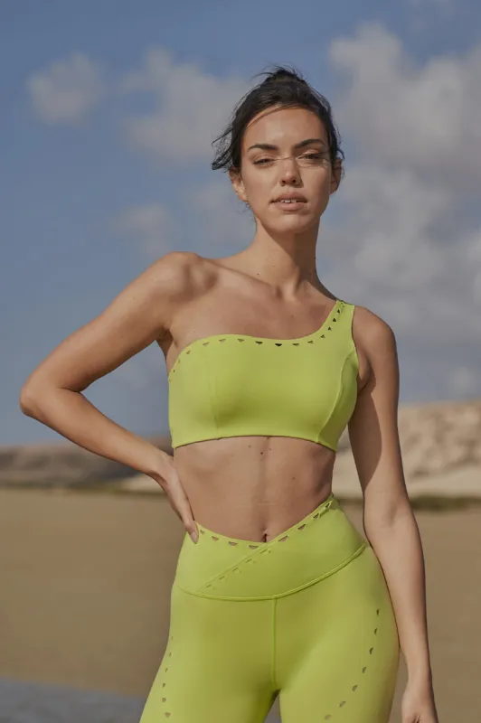 One-shoulder Laser Cut Sports Bra sold by WISKII Active
