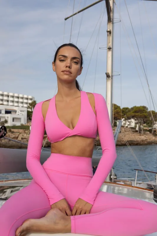 Twist-Front Shoulder Cut Crop Top sold by WISKII Active