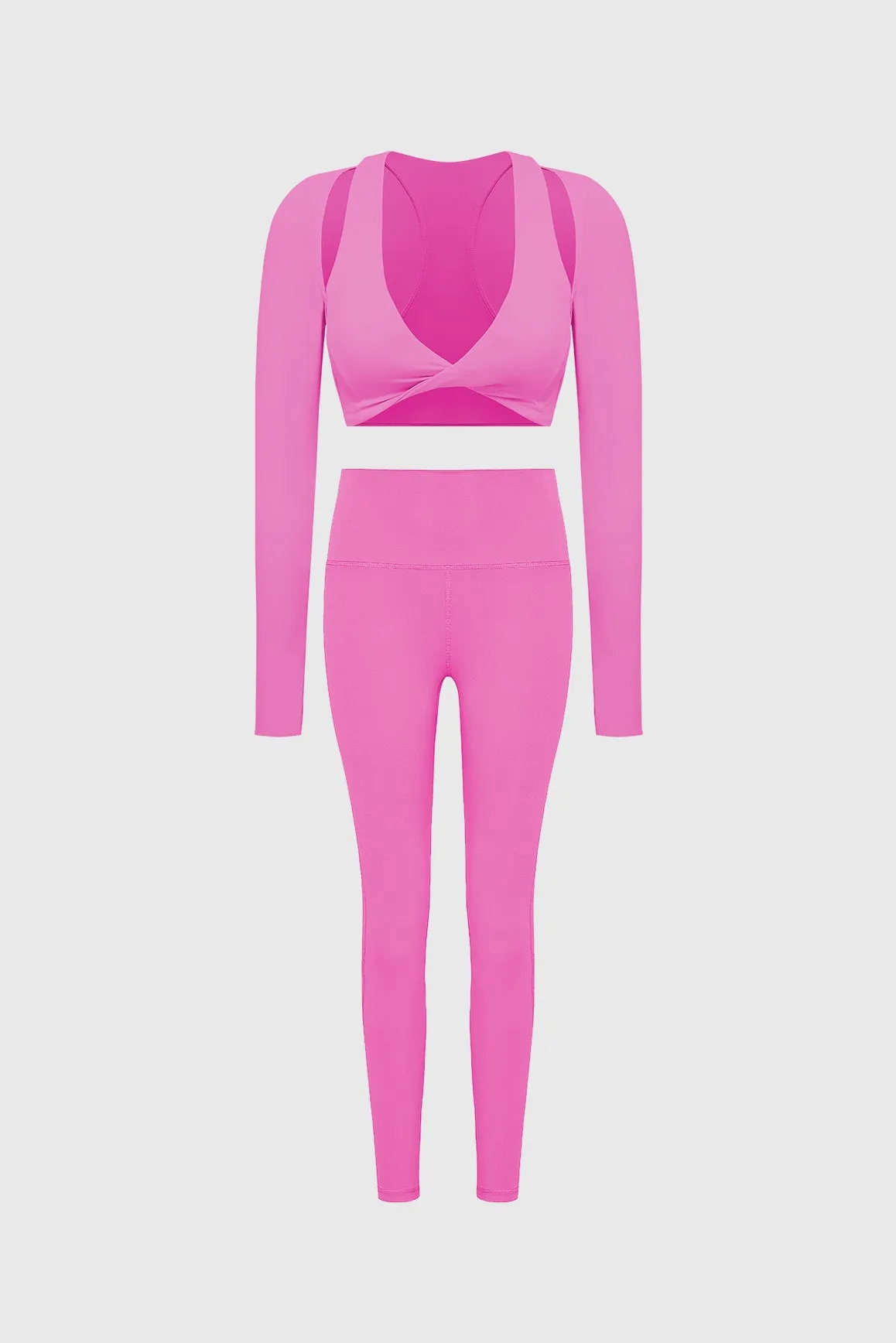 Twist-Front Shoulder Cut Crop Top + High-waist Training Legging sold by WISKII Active