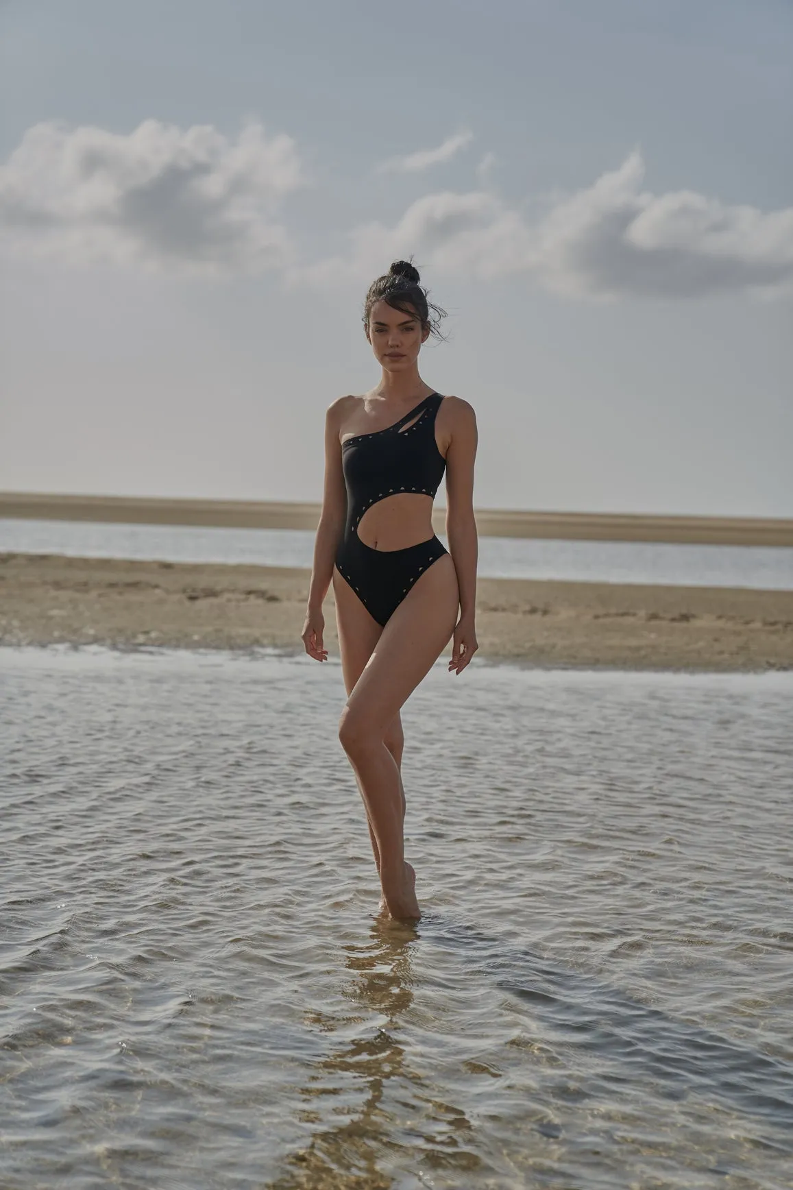 One Shoulder Laser Cut Swimsuit sold by WISKII Active