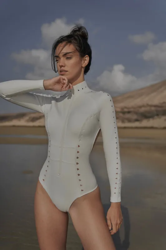 Long Sleeve Open Back Laser Cut Surfsuit made by WISKII Active