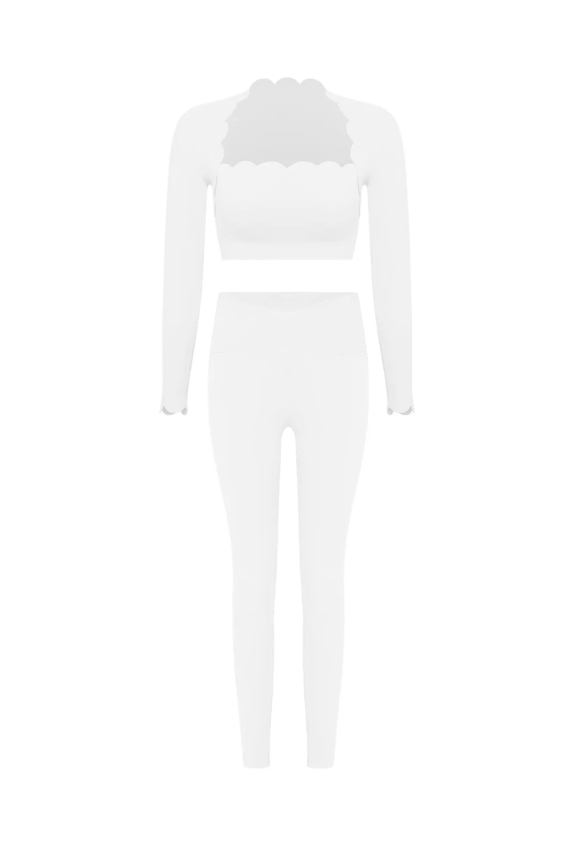 Scallop Cropped Long Sleeve Top + V-waist Yoga Legging sold by WISKII Active