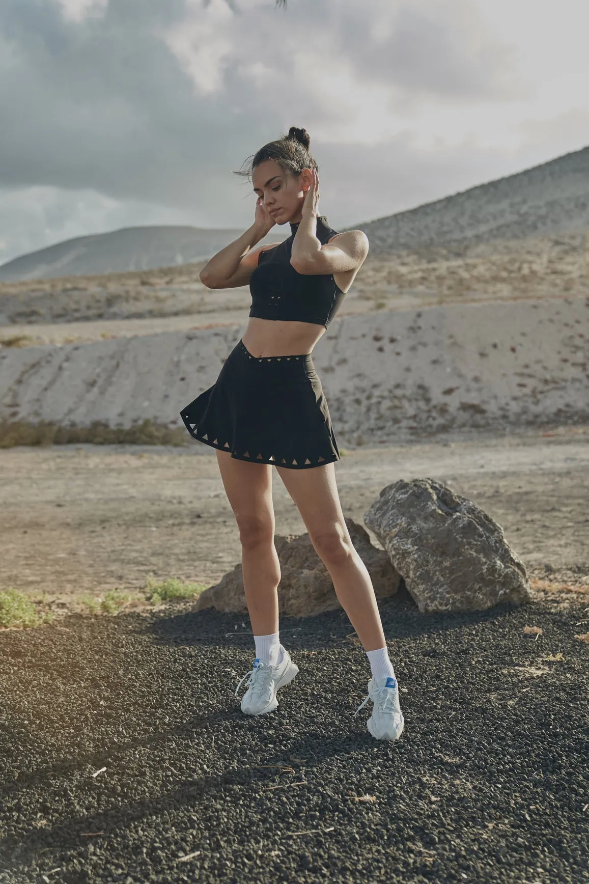 V-waist Laser Cut Tennis Skirt sold by WISKII Active product image thumbnail 3