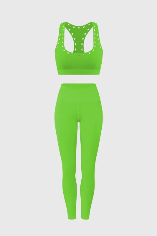 Racerback Laser Cut Sports Bra + V-Waist Utility Legging sold by WISKII Active