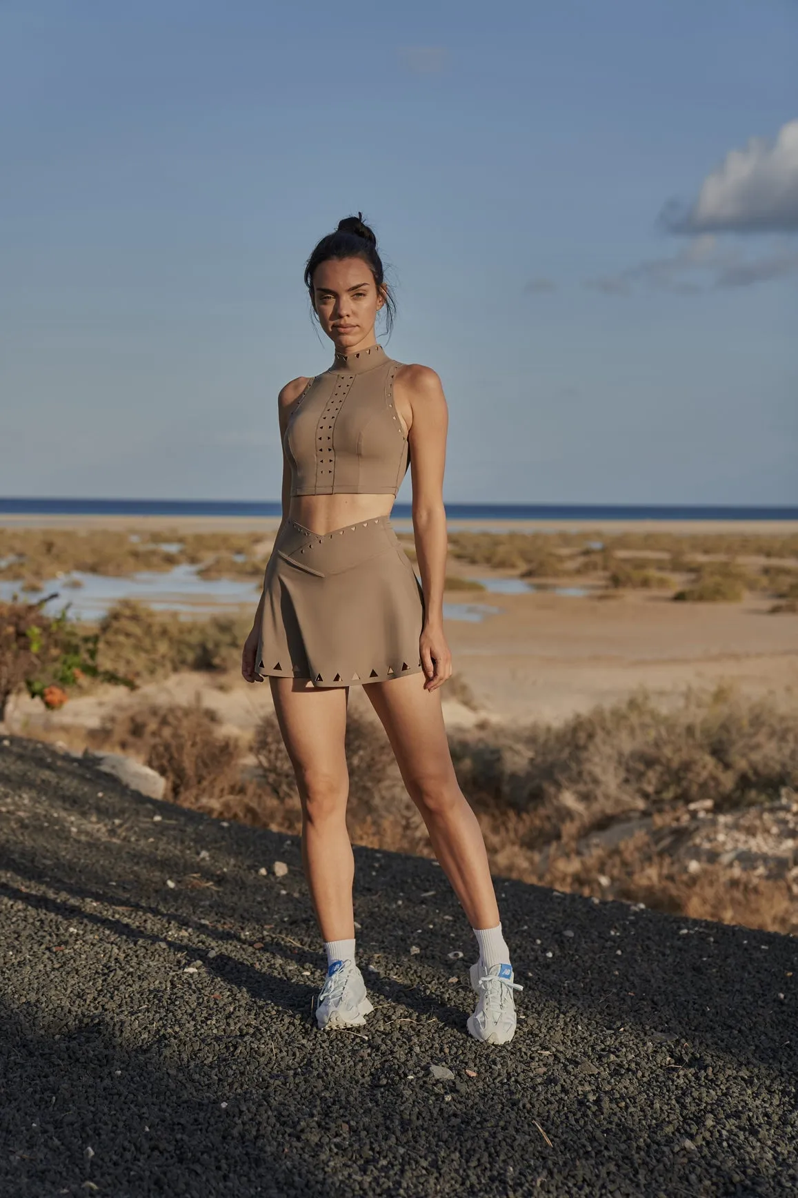 V-waist Laser Cut Tennis Skirt sold by WISKII Active product image thumbnail 3