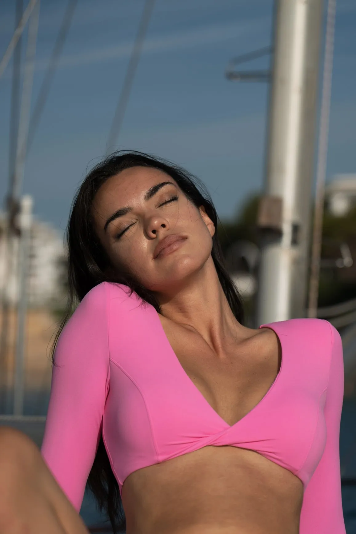 Twist-Front Long Sleeve Crop Top sold by WISKII Active product image thumbnail 4