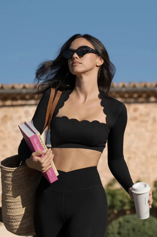 Scallop Cropped Long Sleeve Top sold by WISKII Active