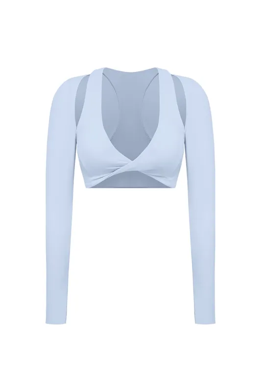 Twist-Front Shoulder Cut Crop Top sold by WISKII Active