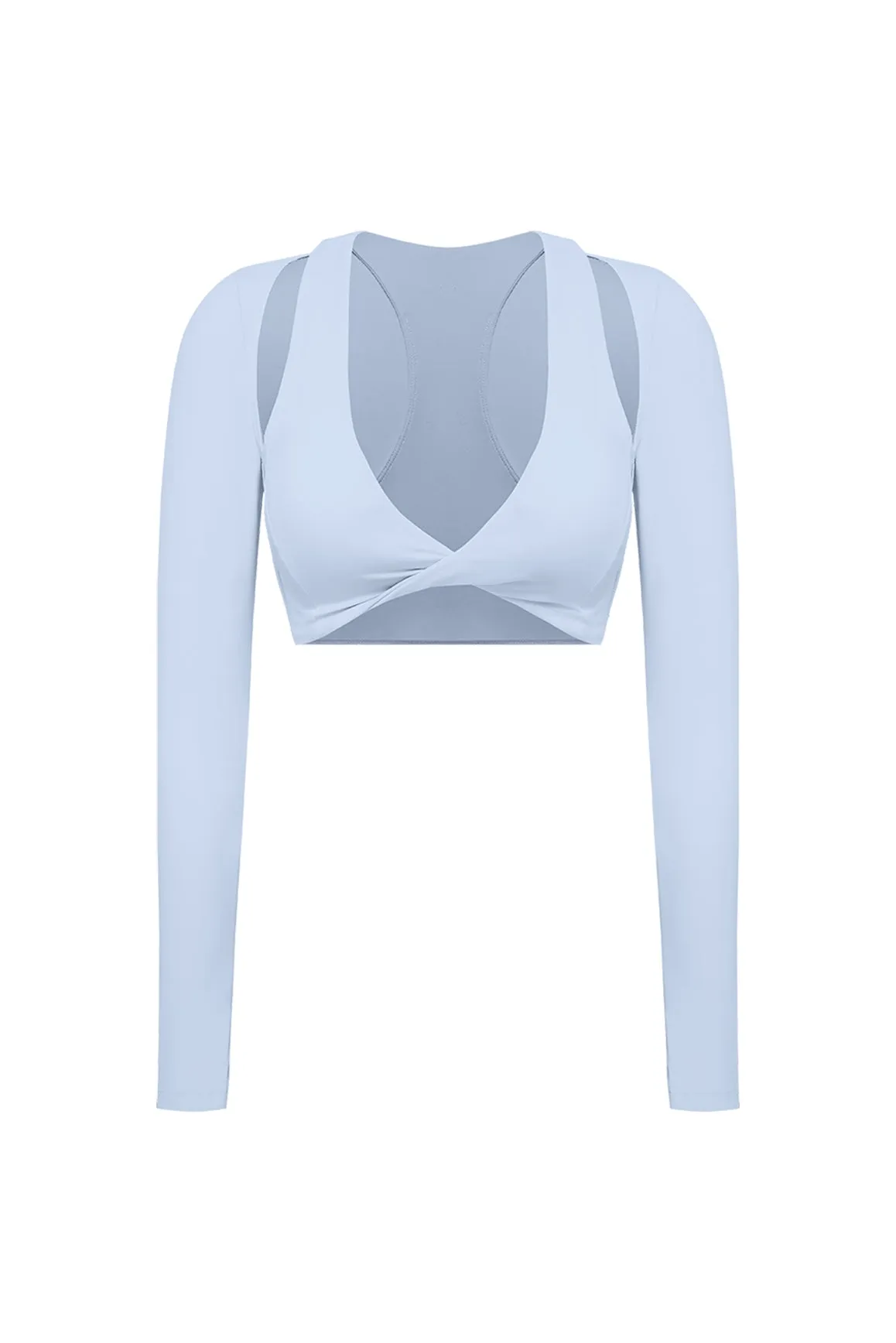 Twist-Front Shoulder Cut Crop Top sold by WISKII Active