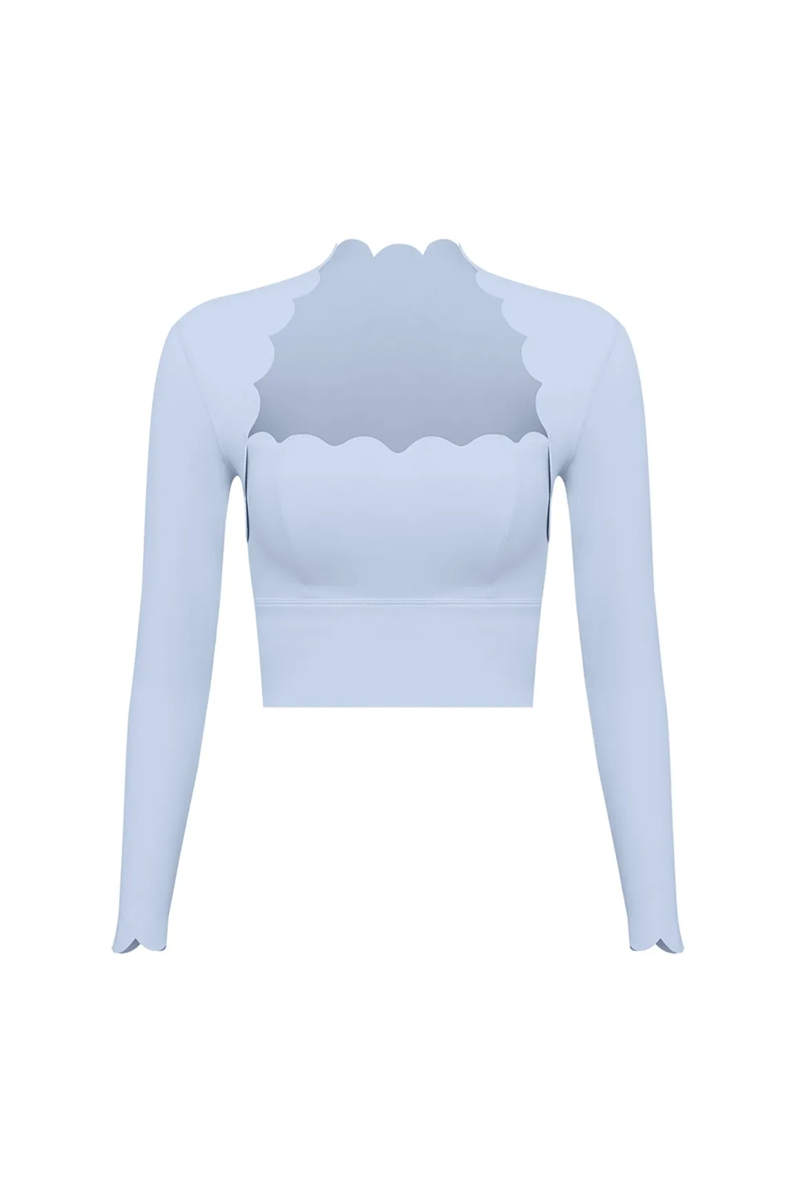 Scallop Cropped Long Sleeve Top sold by WISKII Active product image thumbnail 3