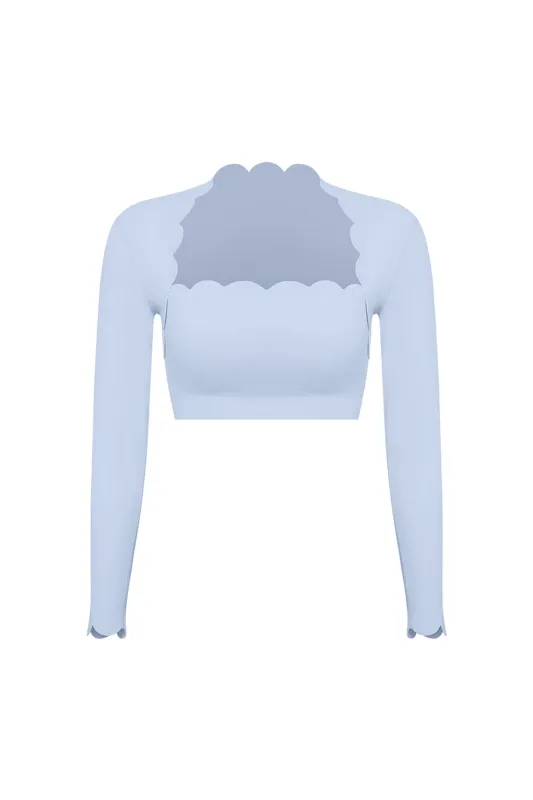 Scallop Cropped Long Sleeve Top sold by WISKII Active