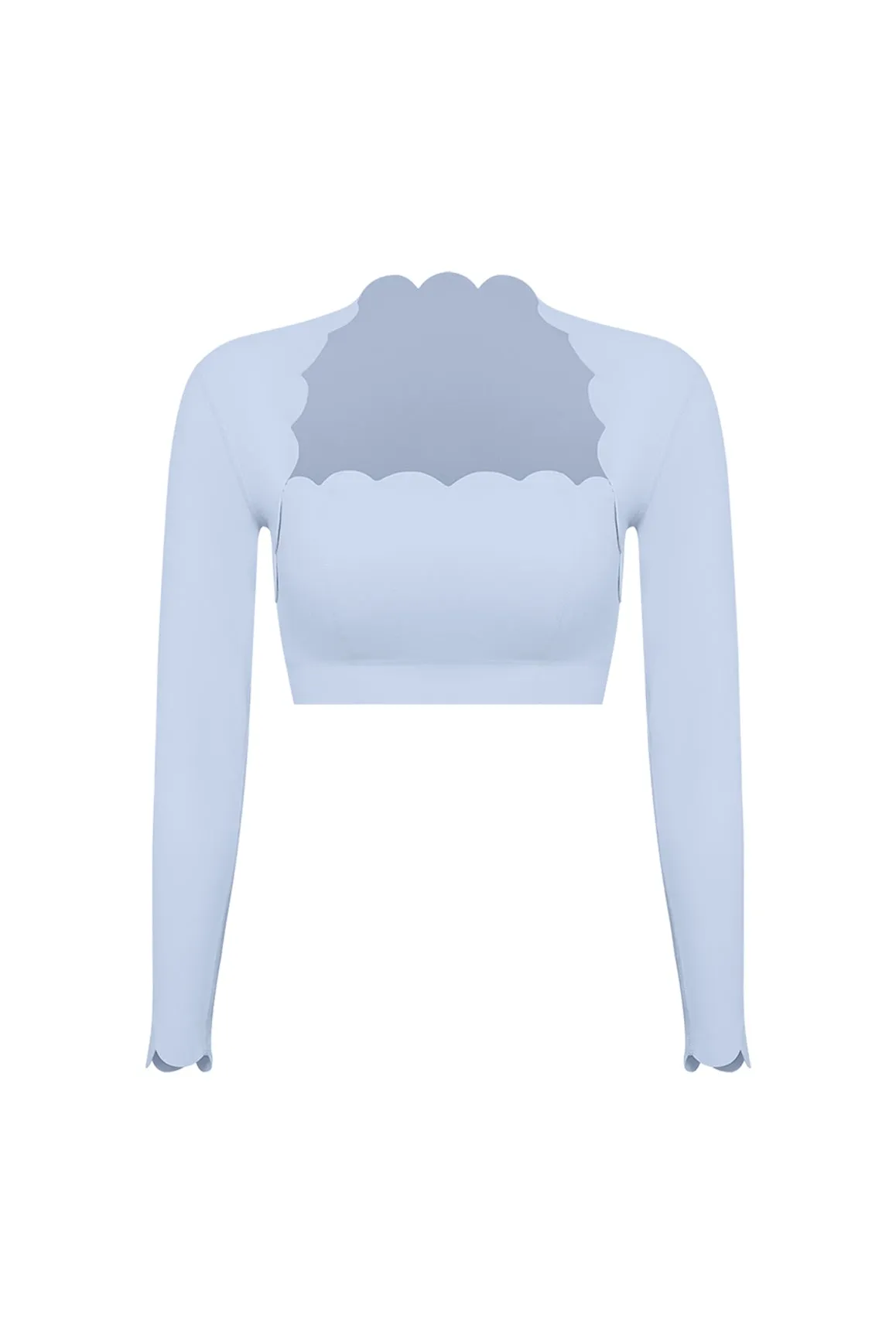 Scallop Cropped Long Sleeve Top sold by WISKII Active