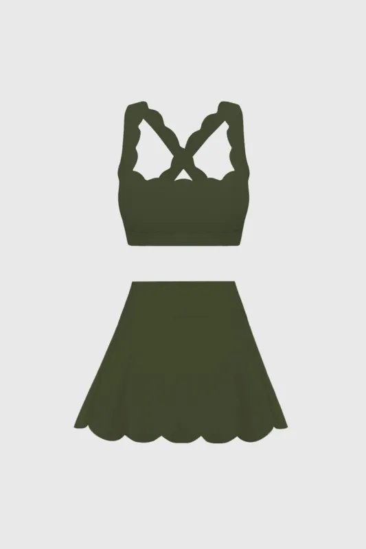 Cross Back Sports Bra + High-Waist A-line Tennis Skirt sold by WISKII Active