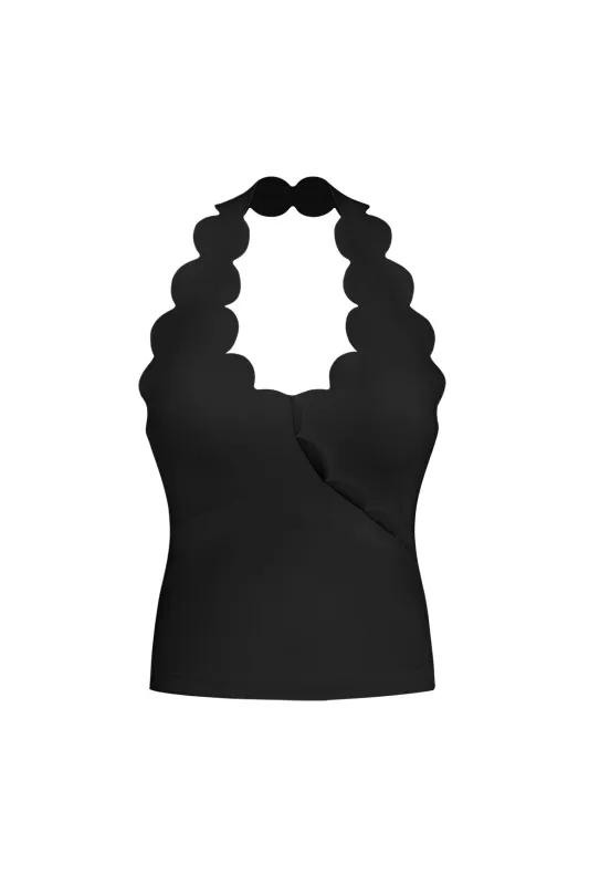 Riviera Scallop Halter Bra Tank sold by WISKII Active