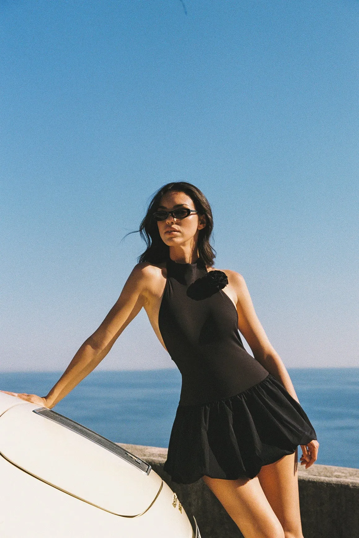 Riviera Floral Halter Mock Neck Dress sold by WISKII Active product image thumbnail 3