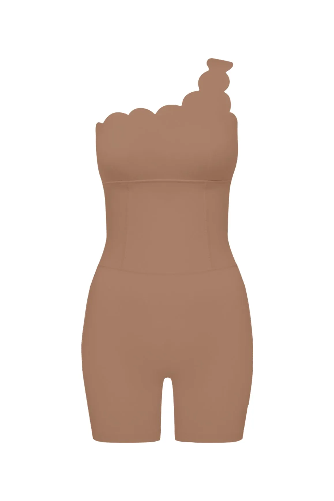 One-Shoulder Scallop Yoga Romper sold by WISKII Active