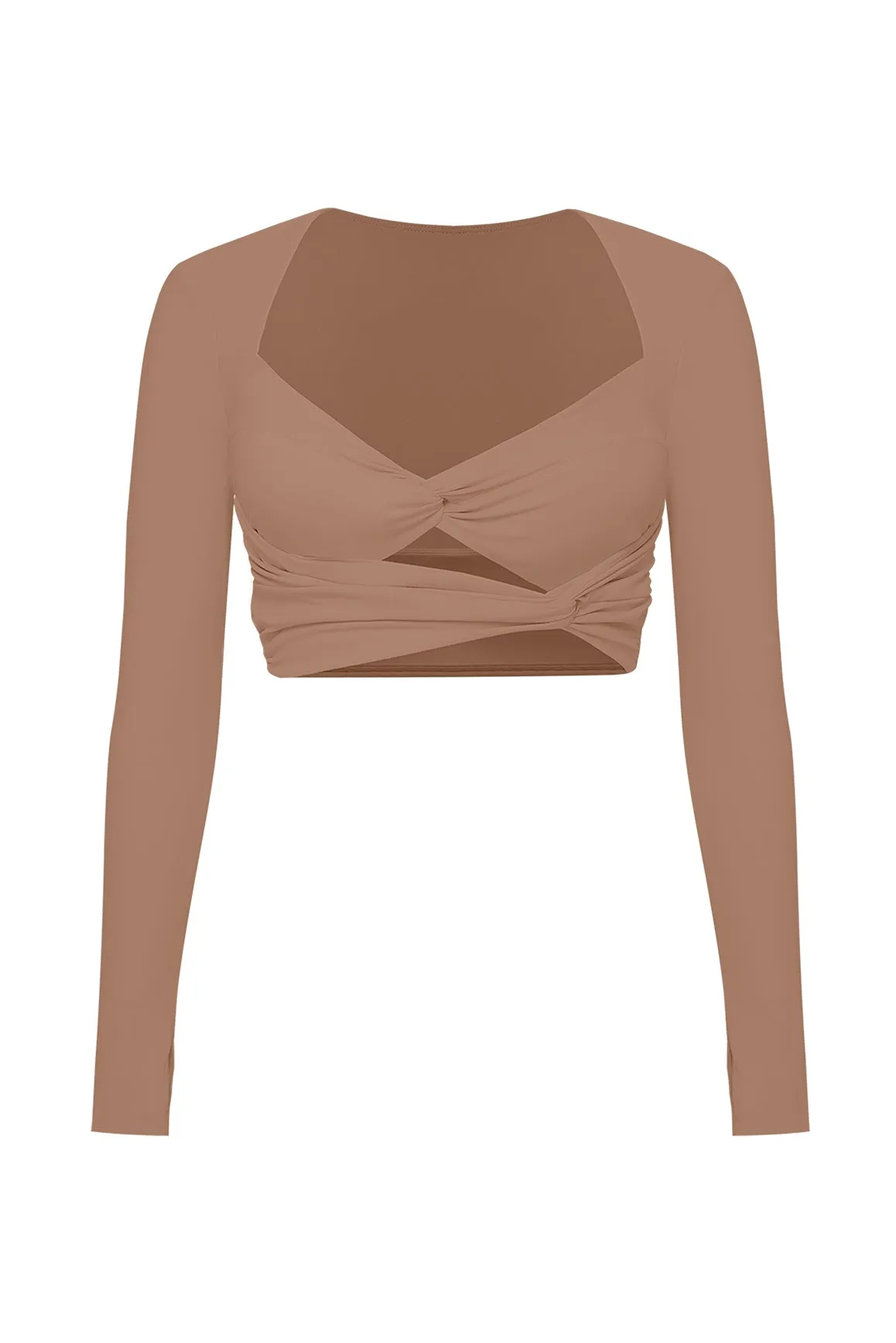 Knotty Chic Ruched Long Sleeve Crop Top sold by WISKII Active