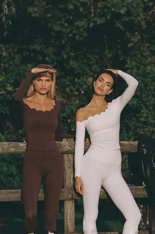 One-shoulder Scallop Long Sleeve Top sold by WISKII Active