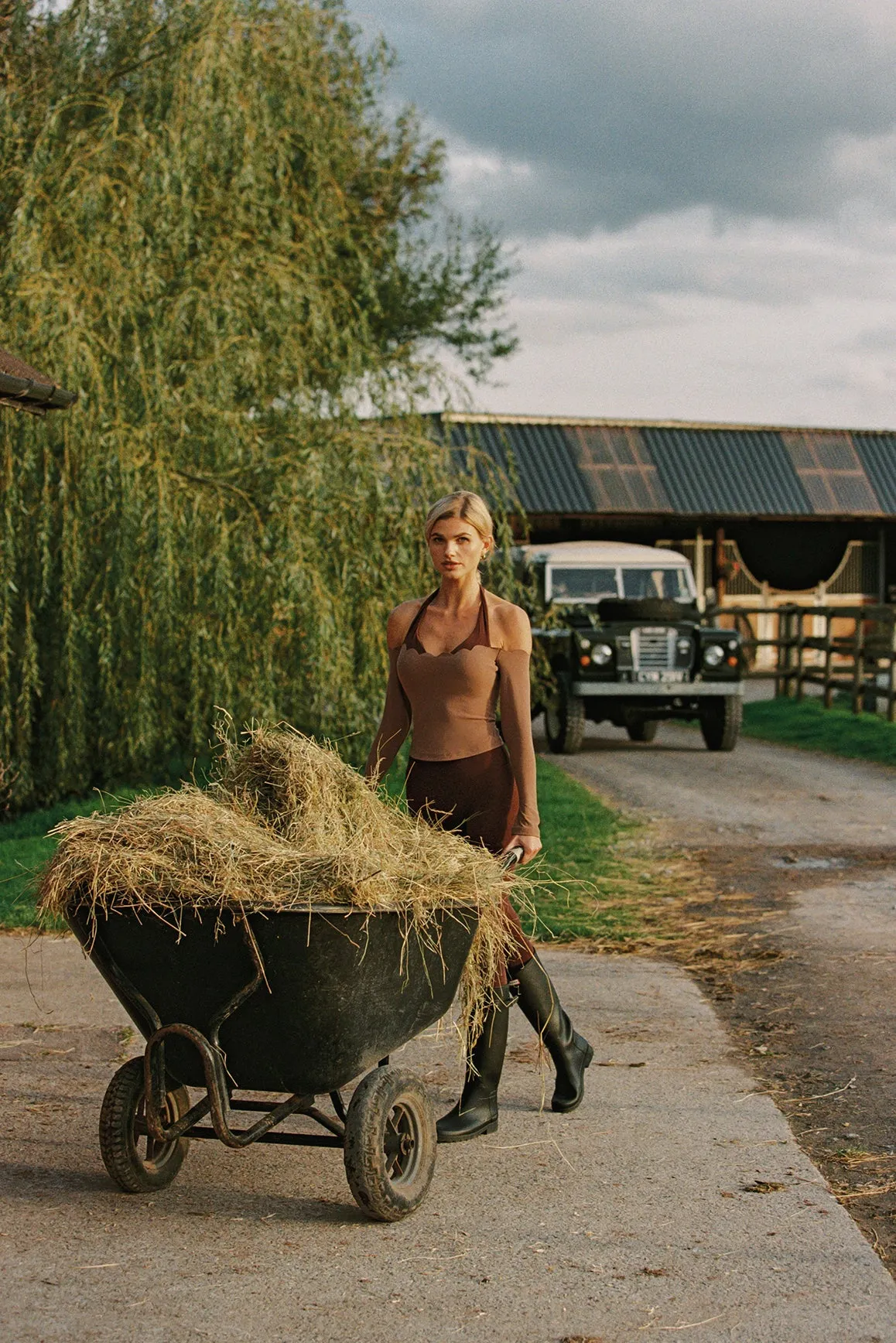 Scallop Off-Shoulder Colorblock Long Sleeve Top sold by WISKII Active product image thumbnail 3