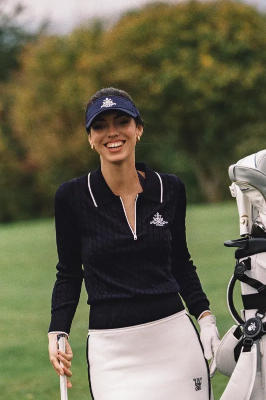 Cable Knit Long Sleeve Polo sold by WISKII Active