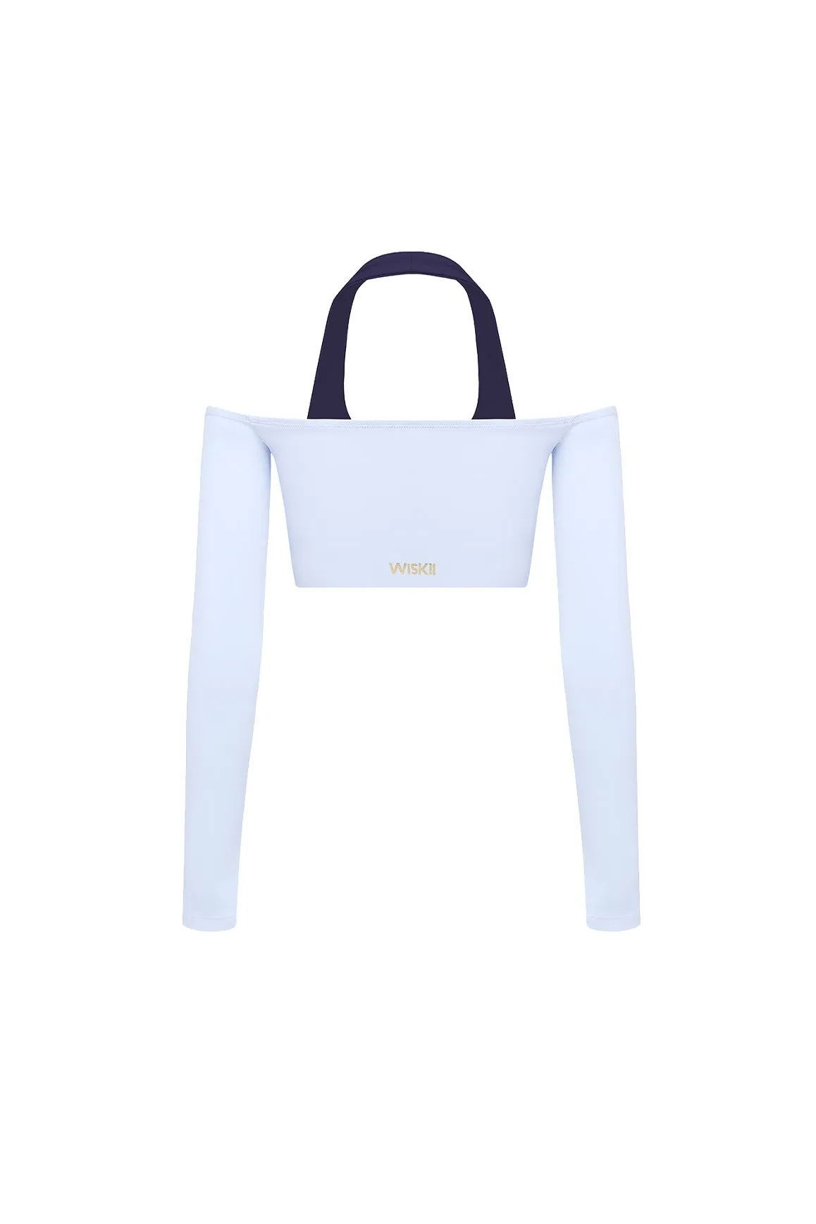 Off-Shoulder Colorblock Long Sleeve Crop Top sold by WISKII Active product image thumbnail 3