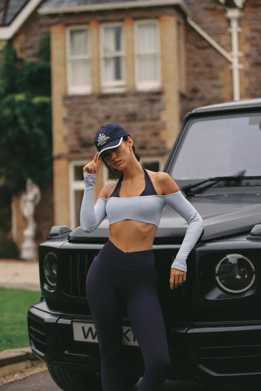 Off-Shoulder Colorblock Long Sleeve Crop Top sold by WISKII Active