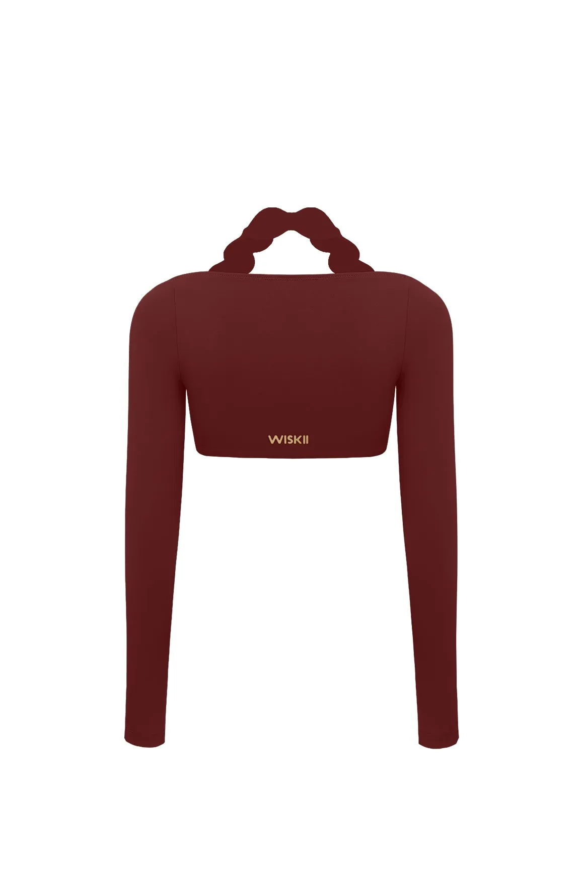 Long Sleeve Scallop Crop Top sold by WISKII Active product image thumbnail 2