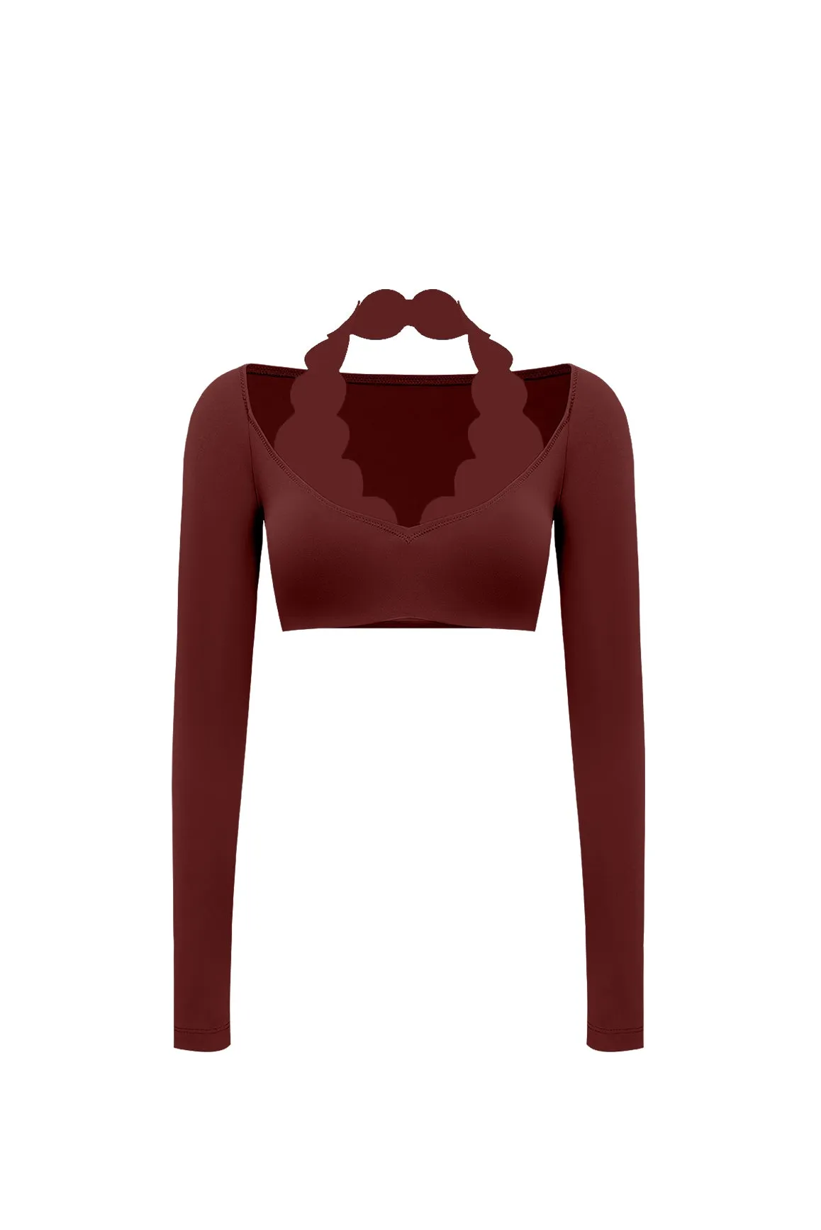 Long Sleeve Scallop Crop Top sold by WISKII Active