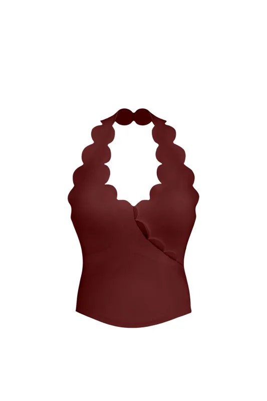 Riviera Scallop Halter Bra Tank sold by WISKII Active