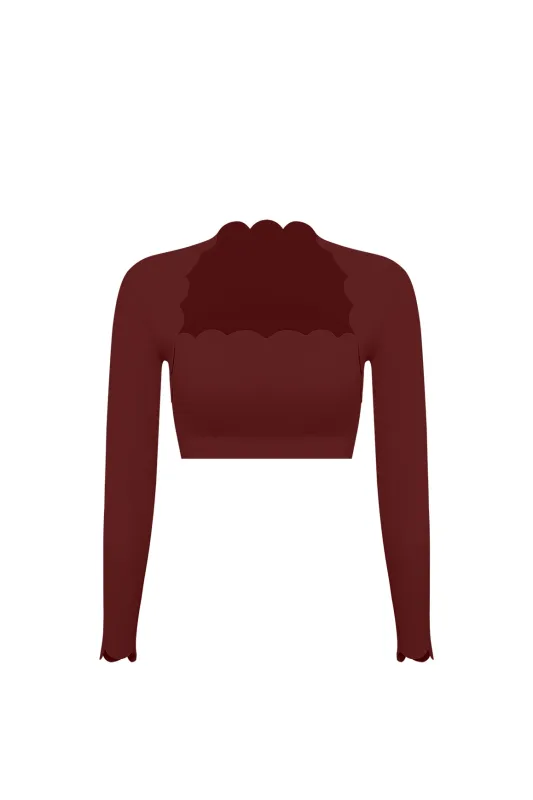Scallop Cropped Long Sleeve Top sold by WISKII Active