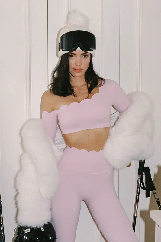 One-shoulder Scallop Long Sleeve Crop Top sold by WISKII Active