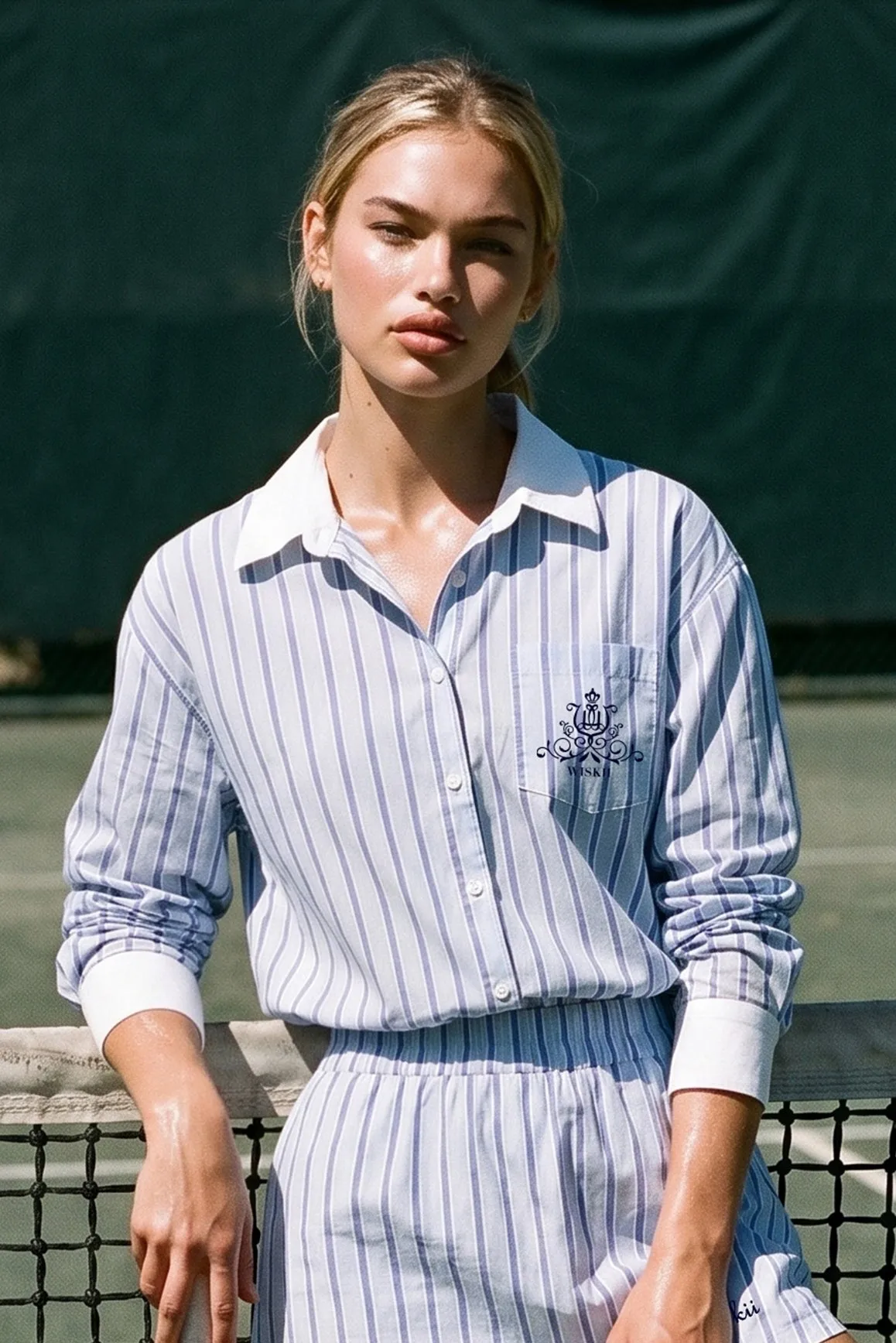 Stripe Button-Down Longline Shirt sold by WISKII Active