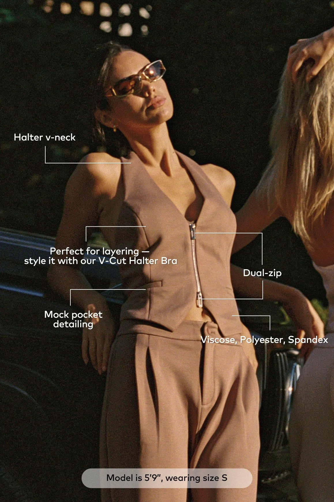 Mere Dual-Zip Halter Vest sold by WISKII Active product image thumbnail 2