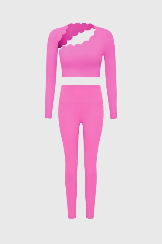 Asymmetrical Long Sleeve Crop Top + High-waist Training Legging sold by WISKII Active