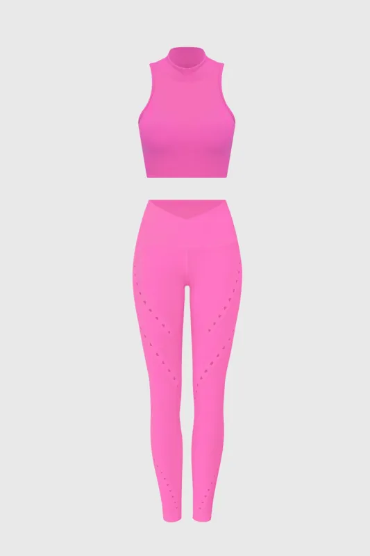 Diamond Cutout Mock Neck Bra + V-waist Laser Cut Sports Legging sold by WISKII Active