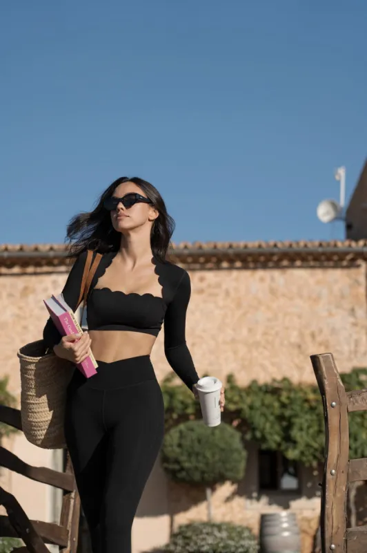 Scallop Cropped Long Sleeve Top sold by WISKII Active