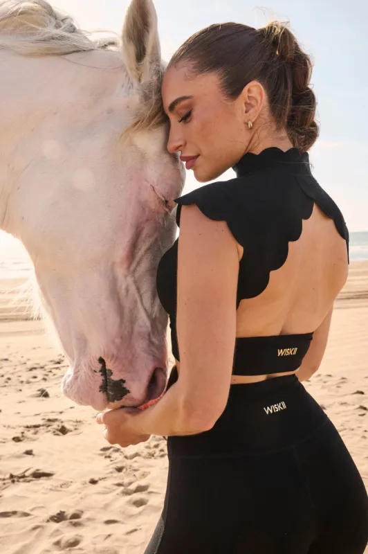 Scallop Cutout Mock Neck Bra sold by WISKII Active