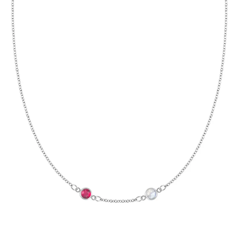 Personalized Classic 2 Birthstone Necklace in 14k Gold (Centered) sold by Haverhill