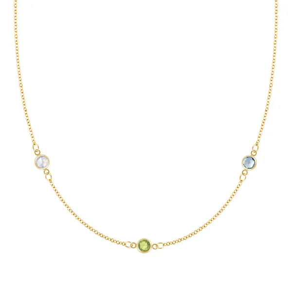 Personalized Classic 3 Birthstone Necklace in 14k Gold sold by Haverhill