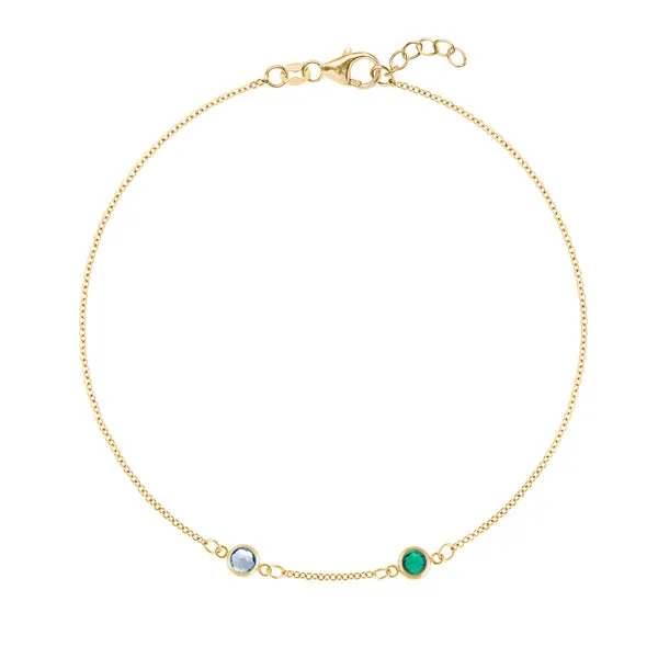 Personalized Classic 2 Birthstone Bracelet in 14k Gold sold by Haverhill