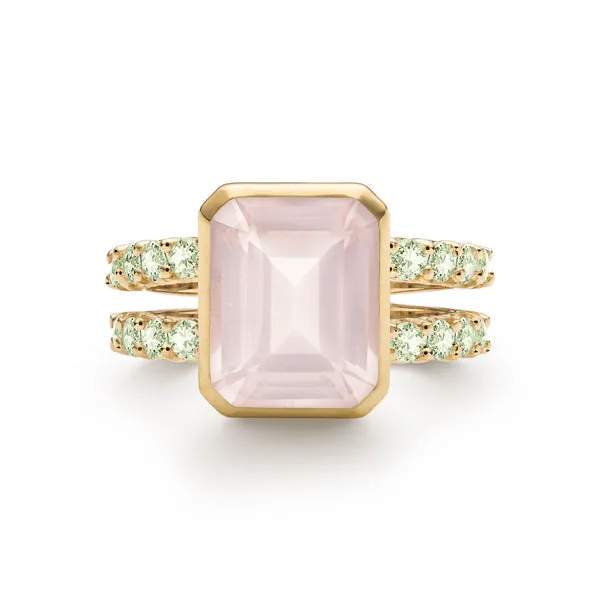 Personalized Warren Vertical Birthstone Ring with Accent Stones in 14k Gold sold by Haverhill