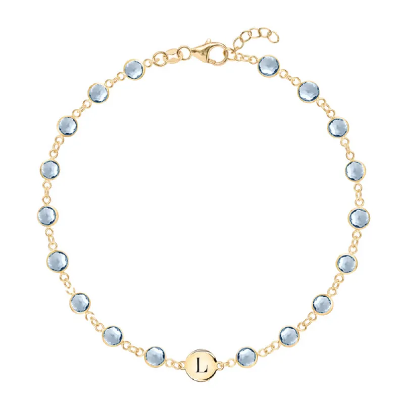 Personalized Newport 1 Letter Birthstone Bracelet in 14k Gold sold by Haverhill