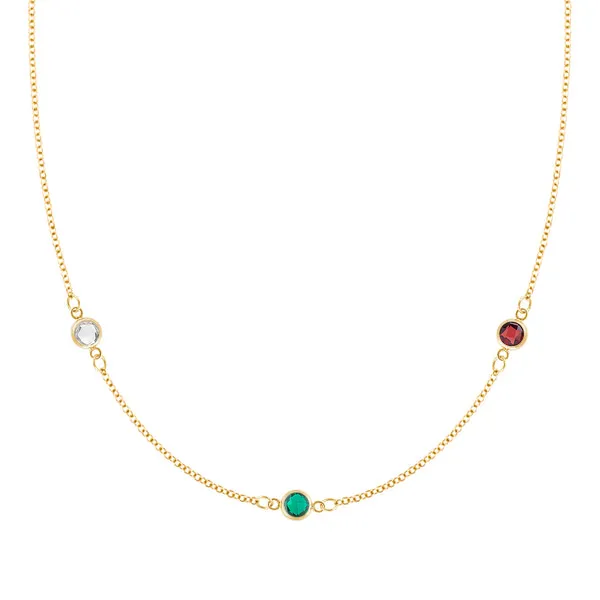 Personalized Classic 3 Birthstone Necklace in 14k Gold sold by Haverhill