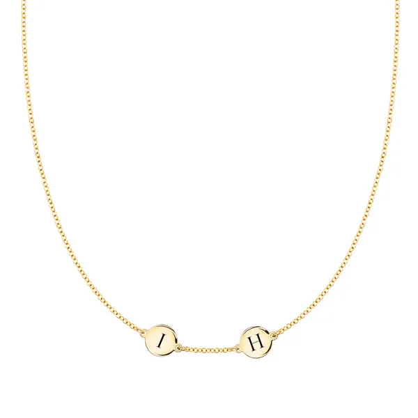 Personalized 2 Letter Necklace in 14k Gold (Single Spacing) sold by Haverhill