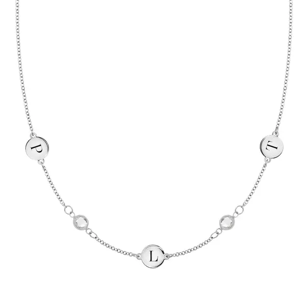 Personalized 3 Letter & 2 Classic Birthstone Necklace in 14k Gold (Double Spacing) sold by Haverhill