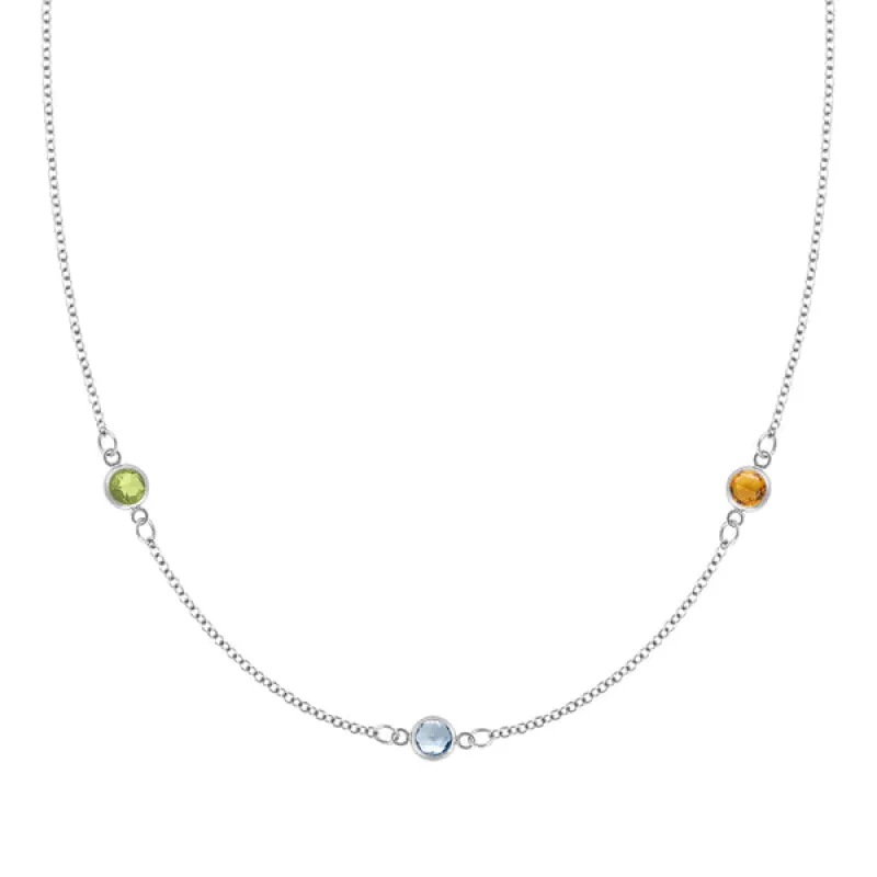 Personalized Classic 3 Birthstone Necklace in 14k Gold sold by Haverhill