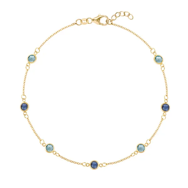 Personalized Classic 7 Birthstone Bracelet in 14k Gold sold by Haverhill