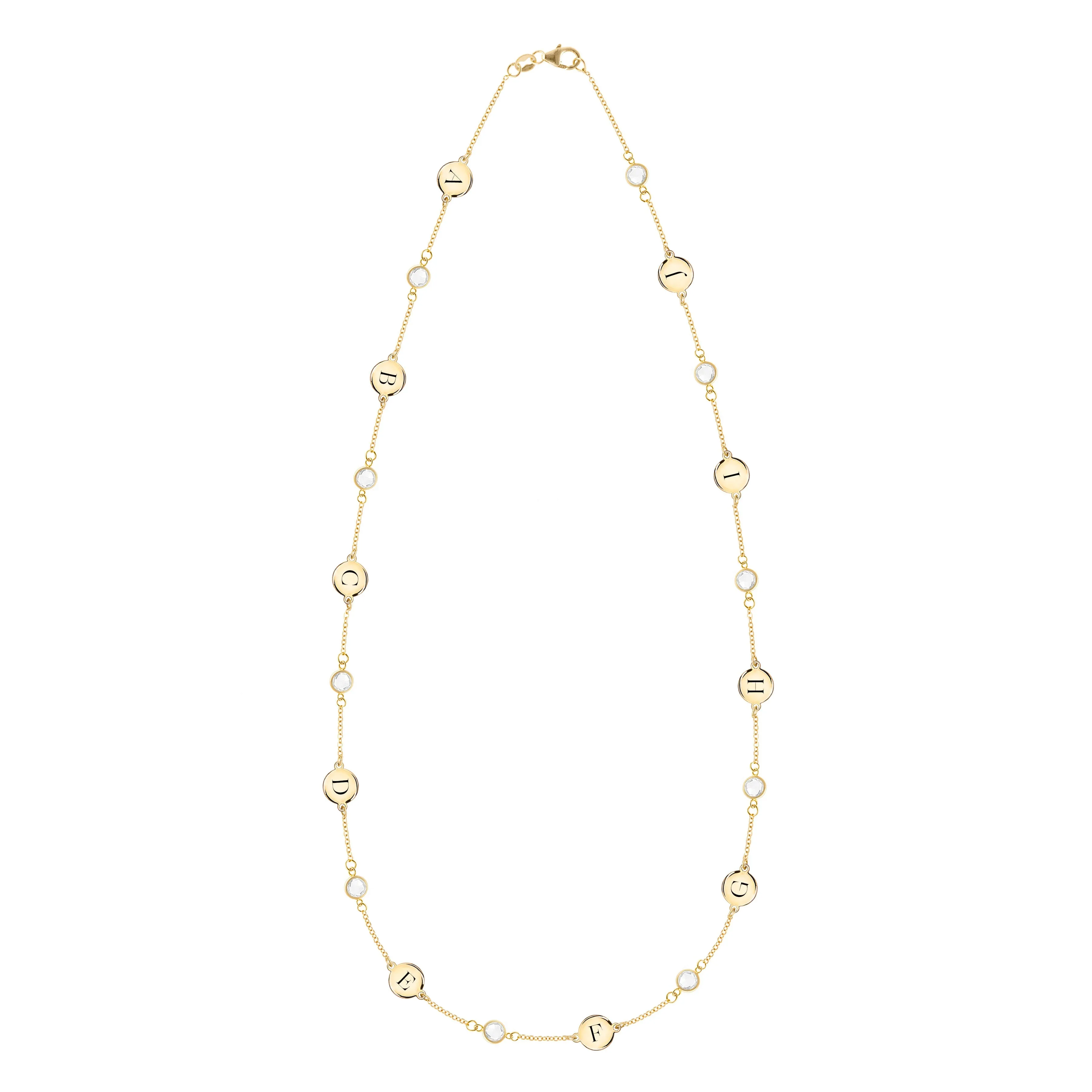 Personalized 10 Letter & 10 Classic Birthstone Necklace in 14k Gold (Single Spacing) sold by Haverhill product image thumbnail 4