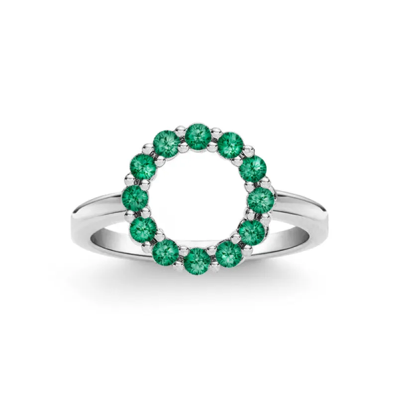 Personalized Rosecliff Small Circle Birthstone Ring in 14k Gold sold by Haverhill