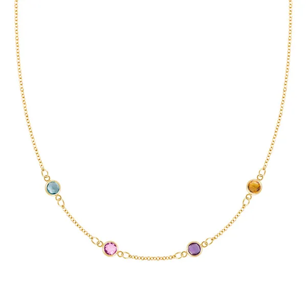 Personalized Classic 4 Birthstone Necklace in 14k Gold sold by Haverhill
